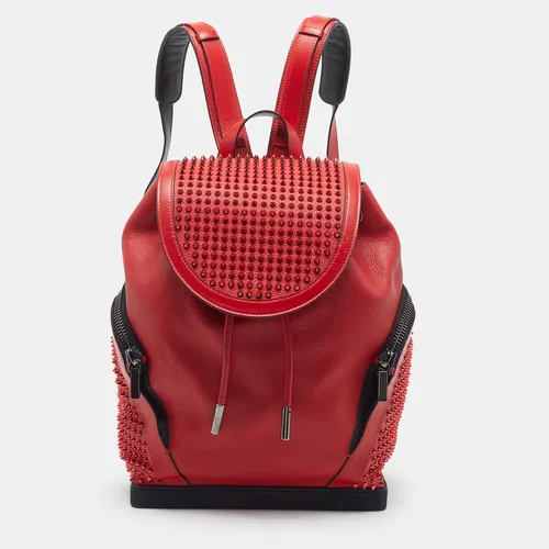 Christian Louboutin Explorafunk Spikes Red Leather and Rubber Backpack