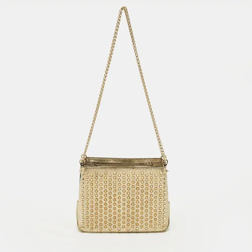 Christian Louboutin Triloubi Chain Gold Textured Leather Bag