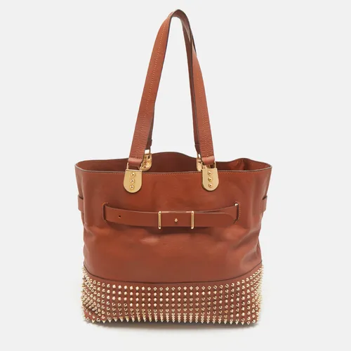 Christian Louboutin Brown Leather Sybil Spike Tote