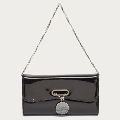 Christian Louboutin Black Patent Leather Riviera Chain Clutch