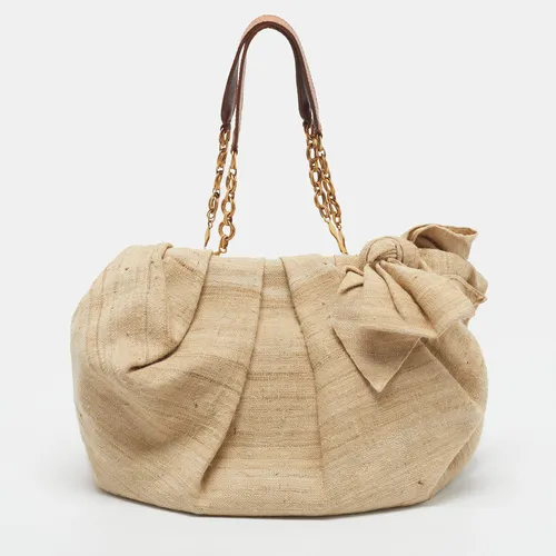 Christian Louboutin Bow Pleated Beige