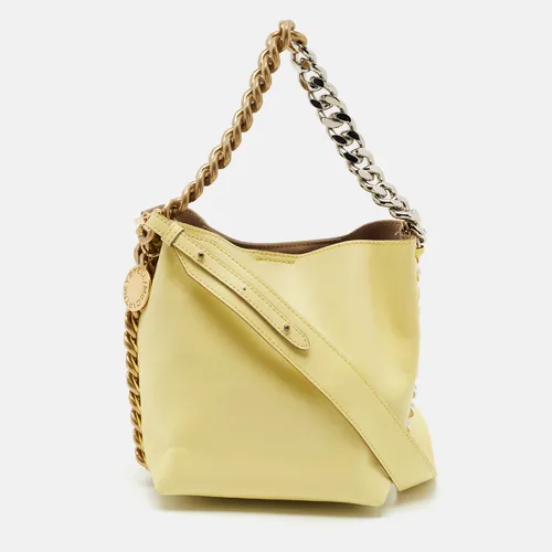 Stella McCartney Frayme Yellow Faux Leather Bucket bag