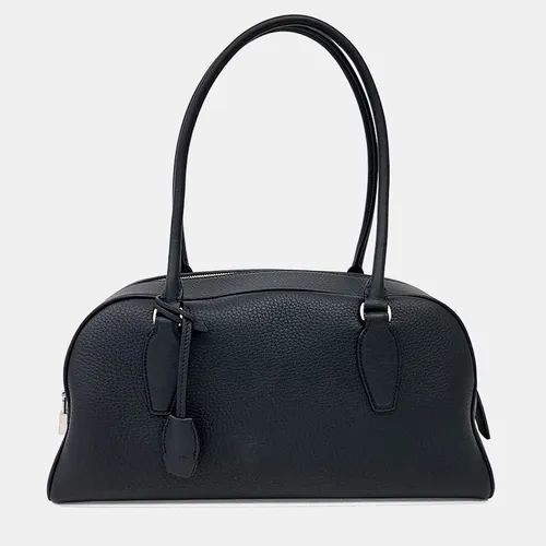 The Row Black Leather E/W India Bag