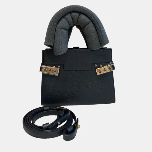 Delvaux Tempête Crush Small Crush black with gold hardware