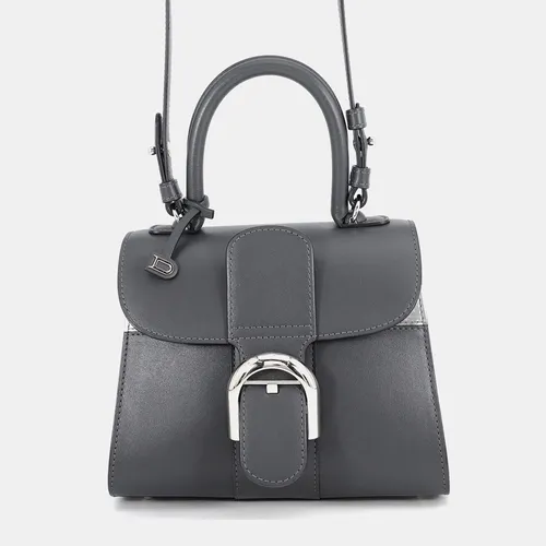Delvaux Brillon Mini Dark Gray Box Calfskin Leather Shoulder Bag