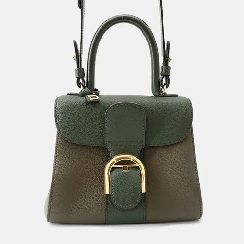 Delvaux Brillant Mini Khaki Green Leather Two Way Bag