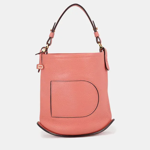 Delvaux Pin Mini Salmon Pink Taurillon Grained Leather Crossbody Bag