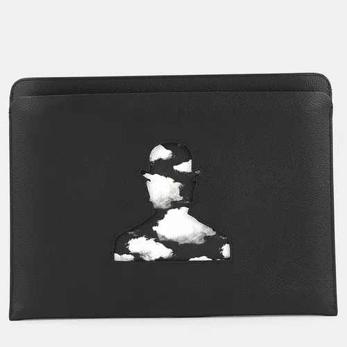 Delvaux Pochette Trompe L'Oeil Black Leather Clutch Bag