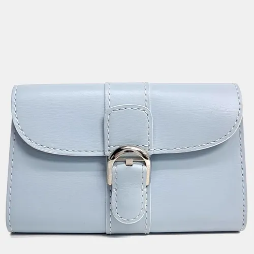 Delvaux Brillant Card Holder Baby Blue Calfskin Leather Wallet Bag