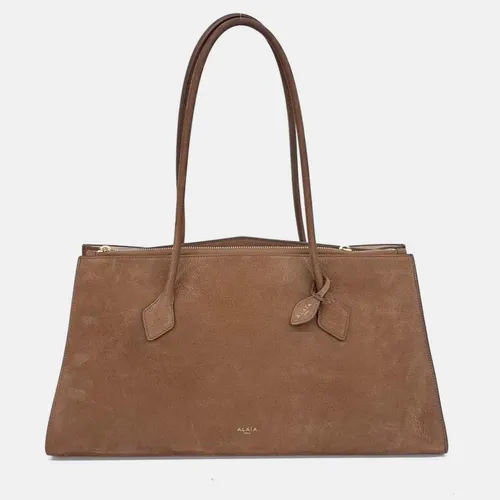 Alaia Le Teckel Medium Terre D'ombre Brown Suede Goat Leather Tote Bag