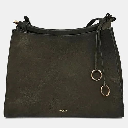 Alaia Le Click Medium Green Suede Leather Shoulder Bag