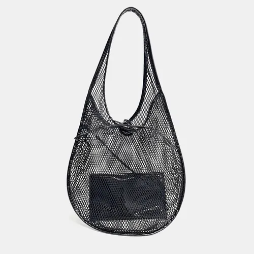 Alaia Small Black Mesh Drawstring Shoulder Bag