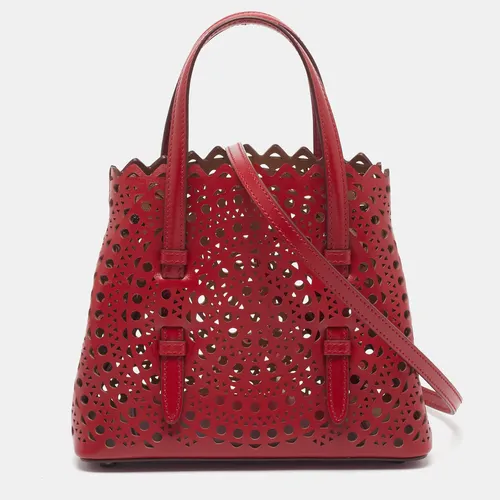 Alaia Mina 20 Red Vienne Leather Tote