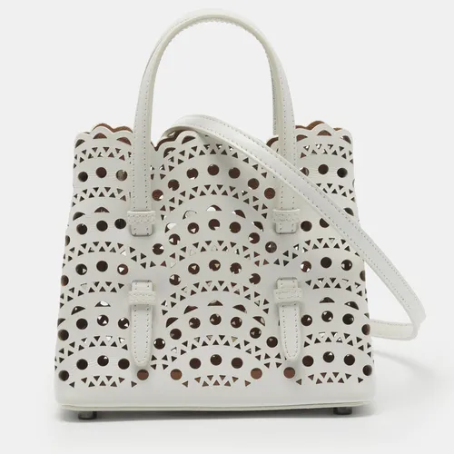 Alaia Mina 16 Off White Vienne Wave Leather Tote