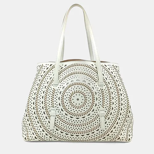 Alaia White Leather Laser-Cut Shoulder Bag