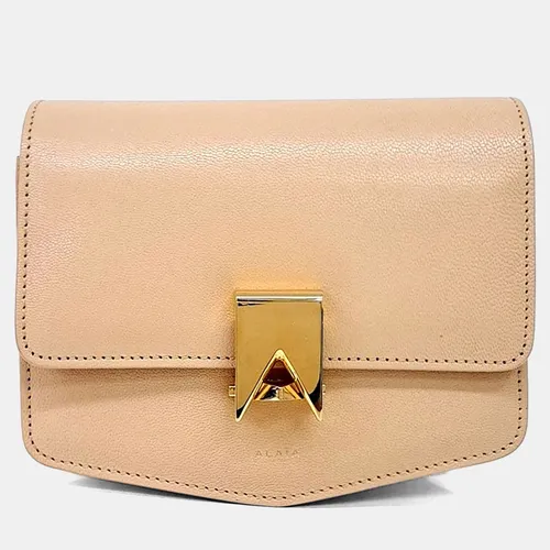 Alaia Beige Leather Le Papa Small Shoulder Bag