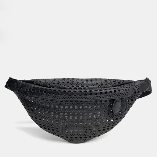Alaia Laser-Cut Black Leather Belt Bag