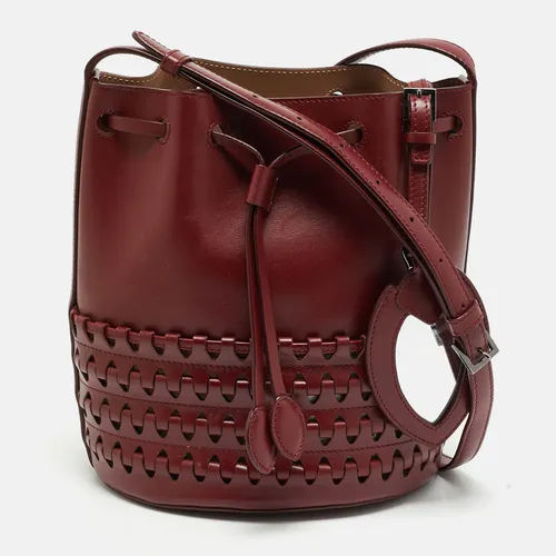 Alaia Red Leather Drawstring Bucket Bag
