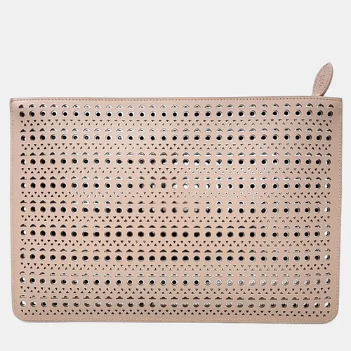 Alaïa Folded Mini Beige Leather Clutch Bag