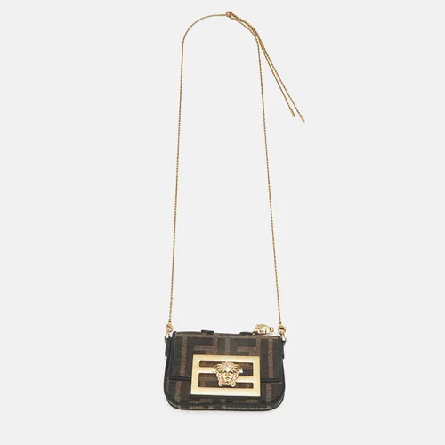 Fendi x Versace Fendace Baguette Nano Tobacco/Black Zucca Canvas Charm Bag