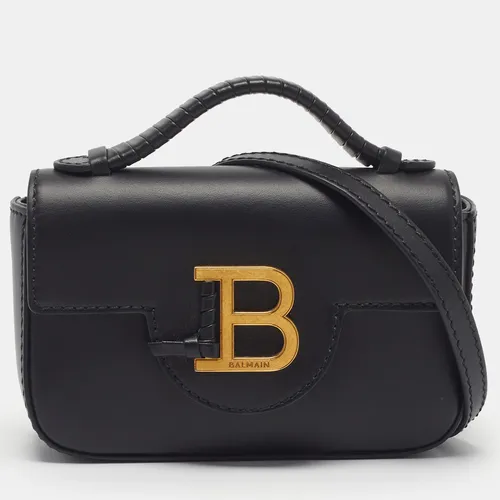 Balmain B buzz Mini Black Leather Shoulder Bag