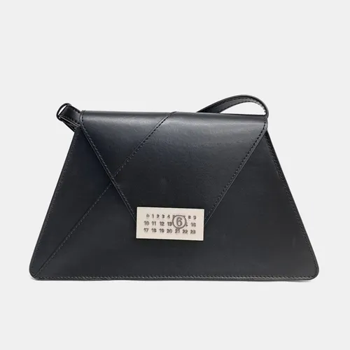 MM6 Maison Margiela Japanese Flap Black Leather Crossbody Bag