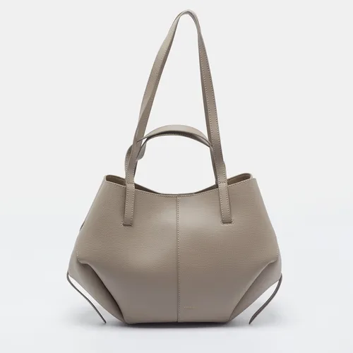 Polène Cyme Mini Grey Leather Tote