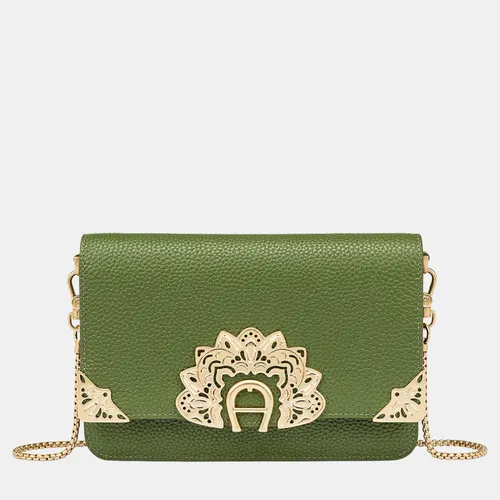 Aigner Soleil Mini Green Grained Leather Crossbody Bag