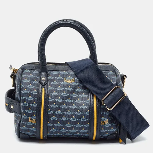 Faure Le Page Navy Blue Dream 19 Coated Canvas and Leather Satchel
