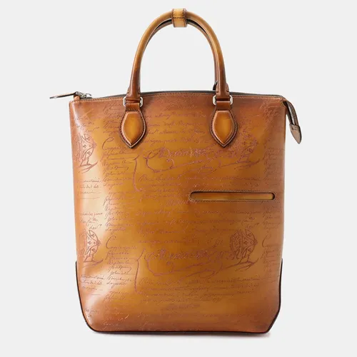 Berluti Calligraphy Scritto Brown Calfskin Leather Backpack Bag