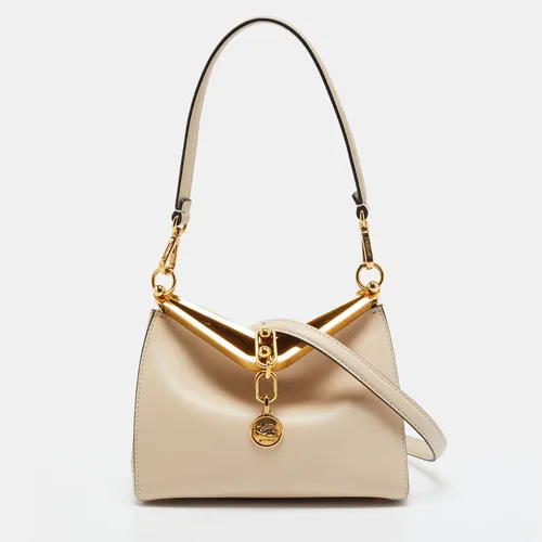 Etro Vela Small Beige Leather Shoulder Bag