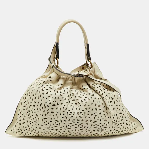 Marni Off White Leather Cutout Oversized Shoulder Bag