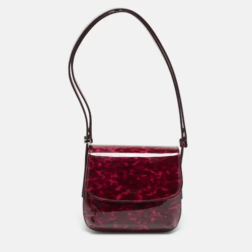 Giorgio Armani La Prima Pink Tortoise Print Patent Leather Hobo