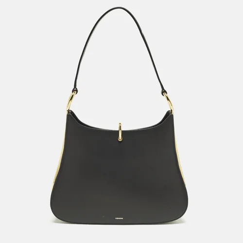 Paco Rabanne Ring Large Black Leather Shoulder Bag