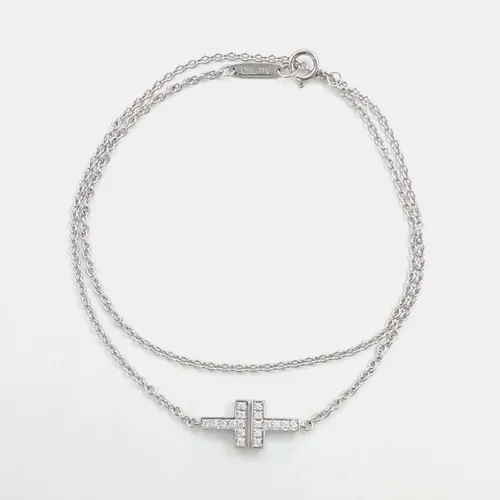 Tiffany & Co. T Double Chain AU 750 18k White Gold Bracelet