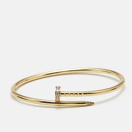 Cartier Juste Un Clou Diamond 18k Yellow Gold Small Model Bangle Bracelet 15