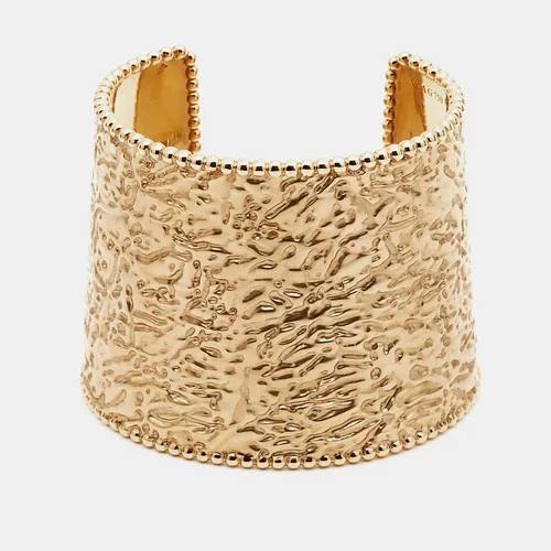 Van Cleef & Arpels Perlée Hammered 18k Rose Gold Open Cuff Bracelet