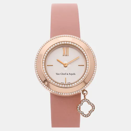 Van Cleef & Arpels Charms ARM95000 White 18k Rose Gold Quartz Women's Wristwatch 32mm