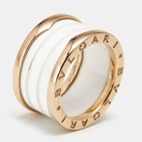 Bvlgari B.Zero1 Ceramic 18k Rose Gold Charm Ring Size 52