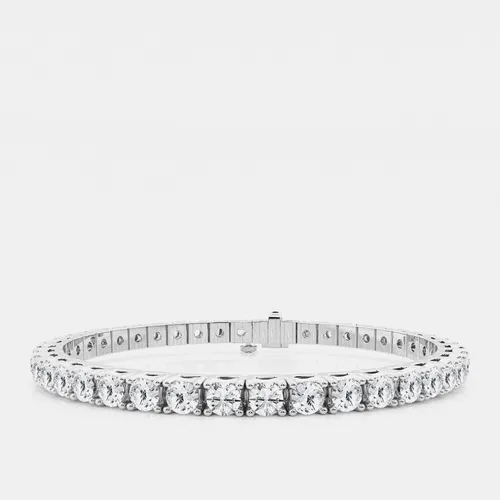 14K White Gold Round Lab Grown Diamond Four Prong Box Tennis Bracelet (8 ctw)