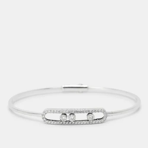 Messika Move Classique Diamond 18k White Gold Thin Bangle Bracelet M