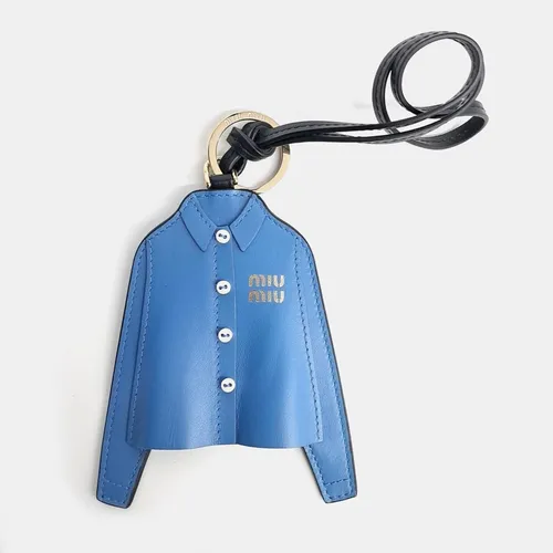 Miu Miu Blue Leather Keyring and Vag Charm