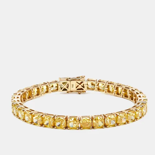 27 cts Cushion Lab Grown Diamonds 18k Yellow Gold Bracelet