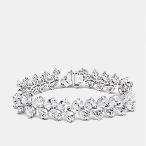 35.00 cts Pear Lab Grown Diamonds 18k White Gold Bracelet