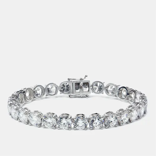 28.00 cts Round Brilliant Cut Lab Grown Diamond 18k White Gold Tennis Bracelet