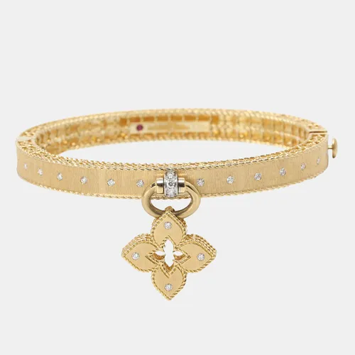 Roberto Coin Venetian Princess Diamond 18k Yellow Gold Bangle Bracelet cm