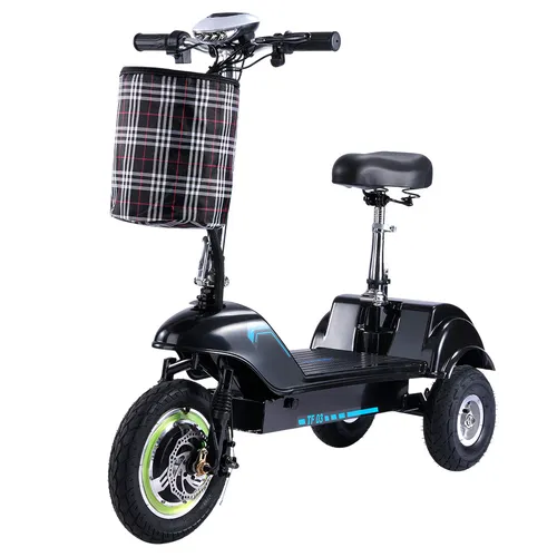 TWOFISH TF03 Electric Scooter with Removable Seat, 350W Motor, 48V 15Ah Battery, Front 12 inch & Rear 10 inch Tires, 28km/h Max Speed, 30km Range, Disc Brakes, Front Spring Suspension - Blue