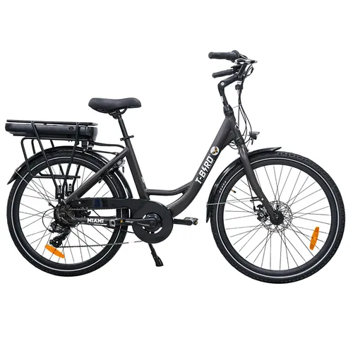 Miami-26 Electric Bike, 250W Motor, 36V 14.4Ah Battery, 26*1.95 inch Tires, 25km/h Max Speed, 45km Range, Front & Rear Mechanical Disc Brakes, Shimano 7-speed - Black