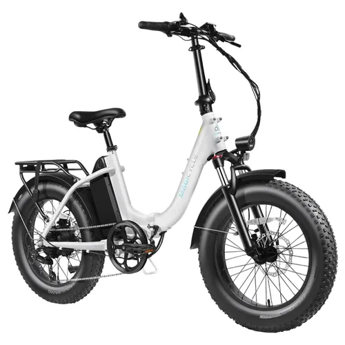Magicycle Jaguarundi 2.0 Folding Electric Bike, Torque Sensor, 750W Motor, 48V 15Ah Battery, 20*4.0 inch Fat Tires, 28mph Max Speed, 60 Miles Range, Hydraulic Disc Brakes, Mechanical Lockout Suspension Fork - White