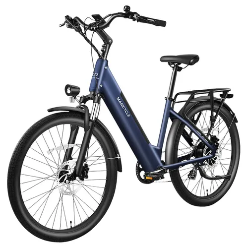 Magicycle CT-1 Electric Bike, 750W Motor, 48V 15Ah Battery, 26*2.1 inch Tires, 28mph Max Speed, 60 Miles Range, Hydraulic Disc Brakes, Torque Sensor, Mechanical Suspension Front Fork, Shimano 7-speed - Dark Blue